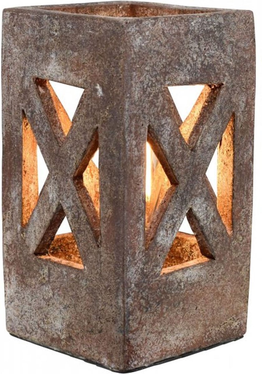 Tafellamp vierkant keramiek Evian vintage | 1 lichts | bruin | keramiek | 30 x 15 x 15 cm | modern / sfeervol design