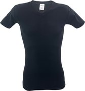 SQOTTON® V-hals T-shirt - Zwart - Maat XXL