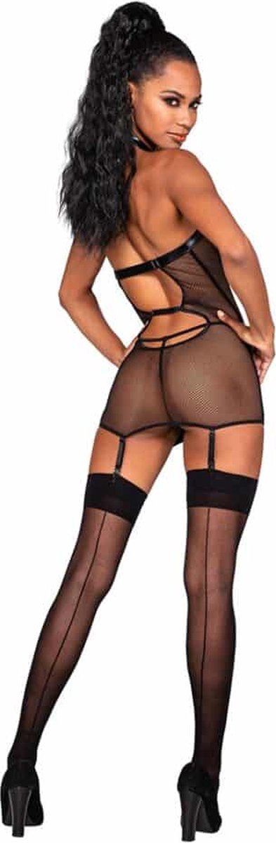 Goedkoopste Dreamgirl (All) Visnet/Kunstleer Kousenbandslip met Rits - One Size black O/S