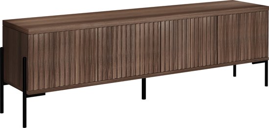 Loft24 | Charlie - Laag dressoir met 4 deuren in walnoot-look (55 x 175 x 38 cm)