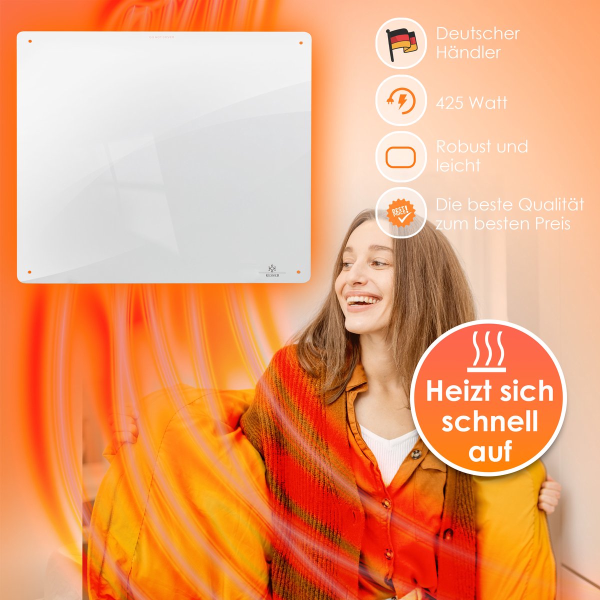 Kesser elektrische kachels Met thermostaat 600 W kopen? | Laagste Kesser elektrische kachels Met thermostaat 600 W kopen? | Laagste