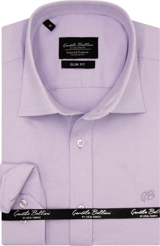 Overhemd Heren - Heren Overhemden Lange Mouw - Blouse Heren - Slim fit Overhemd Heren - 3128 - Paars