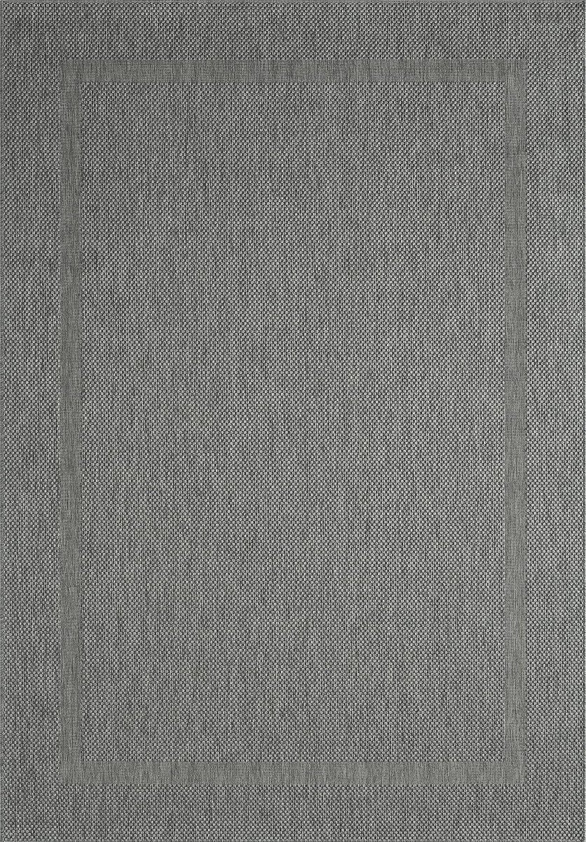 the carpet Mistra – robuust buitentapijt, weerbestendig & modern, voor balkon, terras of keuken, antraciet met subtiel kaderpatroon in geweven look, 240 x 340 cm