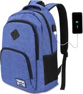 SHOP YOLO sac à dos garçons et filles - Cartable - étanche avec USB - Sac à dos pour ordinateur portable - 15,6 pouces - Blauw