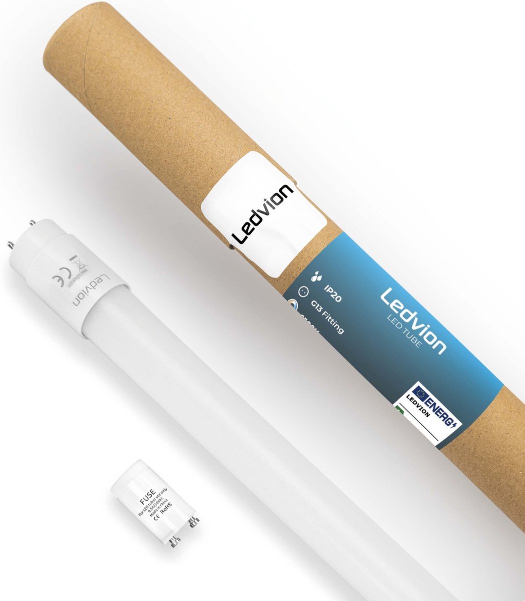Ledvion - LED Tube - 120CM - 12W - Neon - 4000K - 1920L - Wit - Plafond & Homogeen Licht