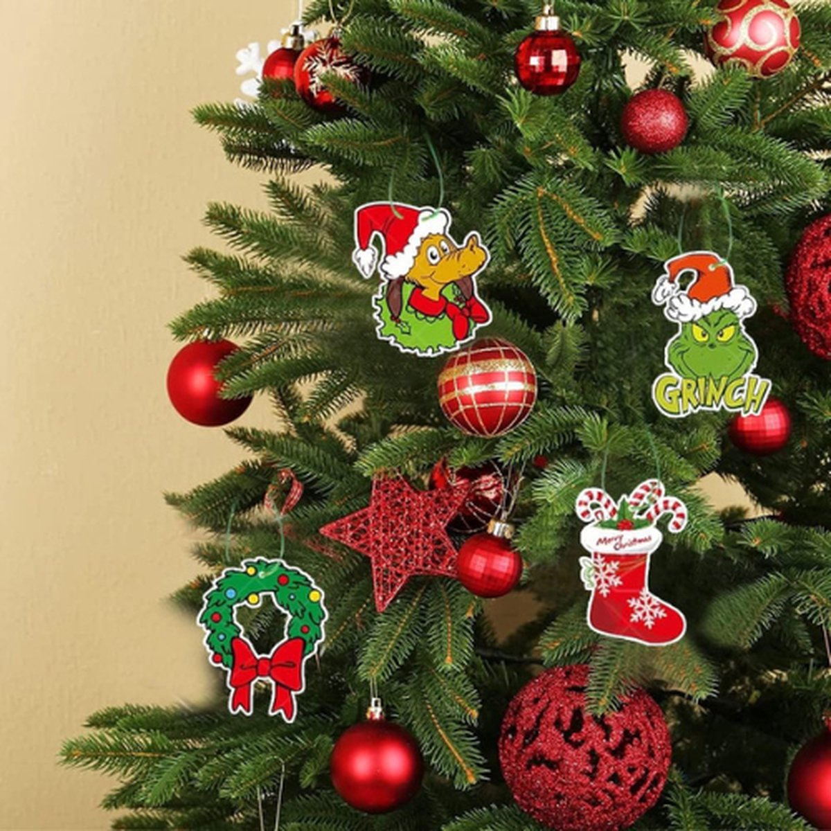 12-delige G-rinch Kerstboom Ornamentenset - Unieke Kerstdecoratie Voor Thuis Feest