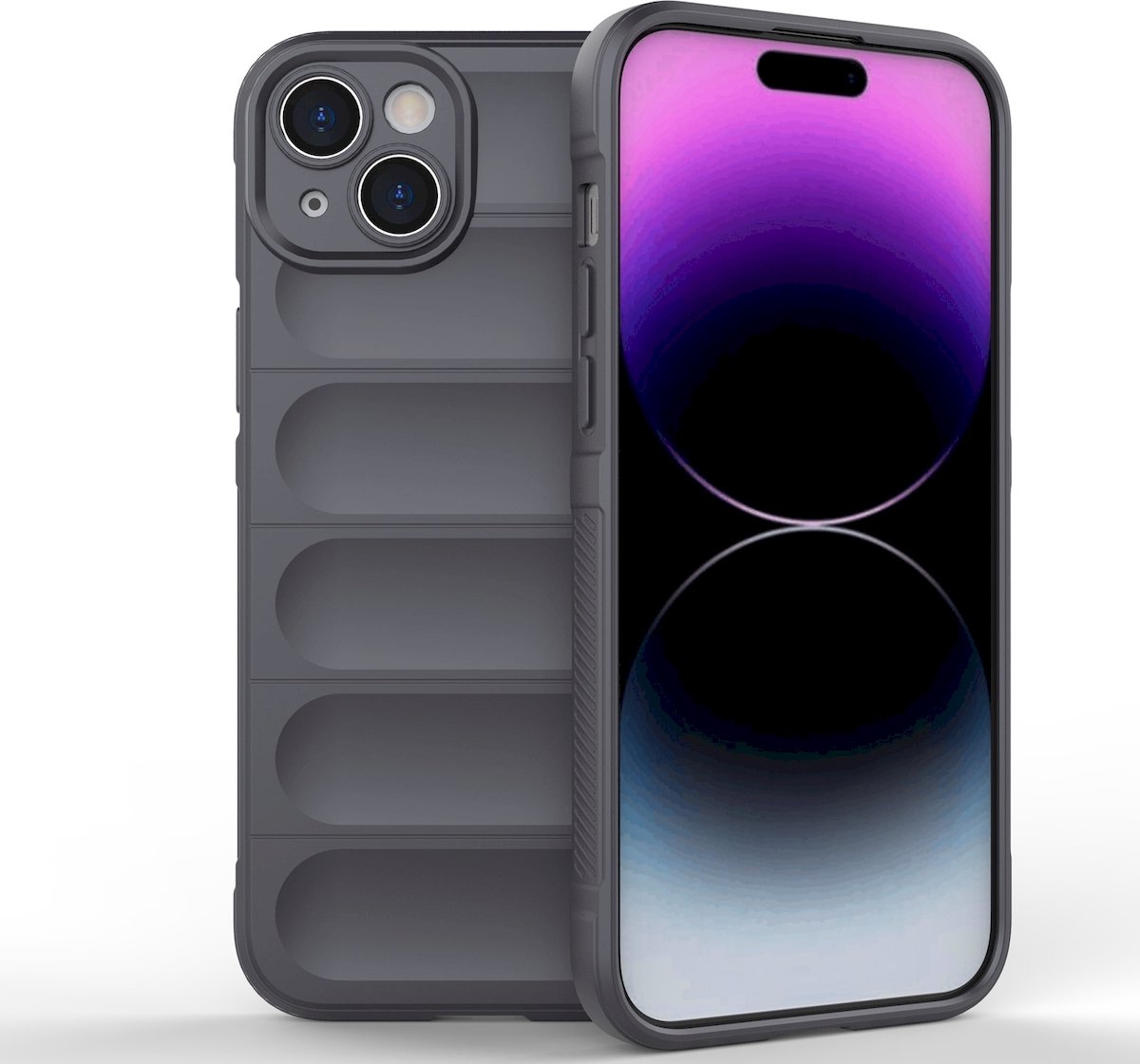 Mobigear Hoesje geschikt voor Apple iPhone 15 Plus Telefoonhoesje Flexibel TPU | Mobigear Bumpy Backcover | iPhone 15 Plus Case | Back Cover - Charcoal