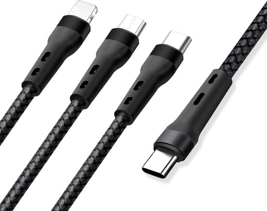 Câble Multi chargeur USB-C vers USB-C / Micro USB / 8 broches (lightning) -  charge