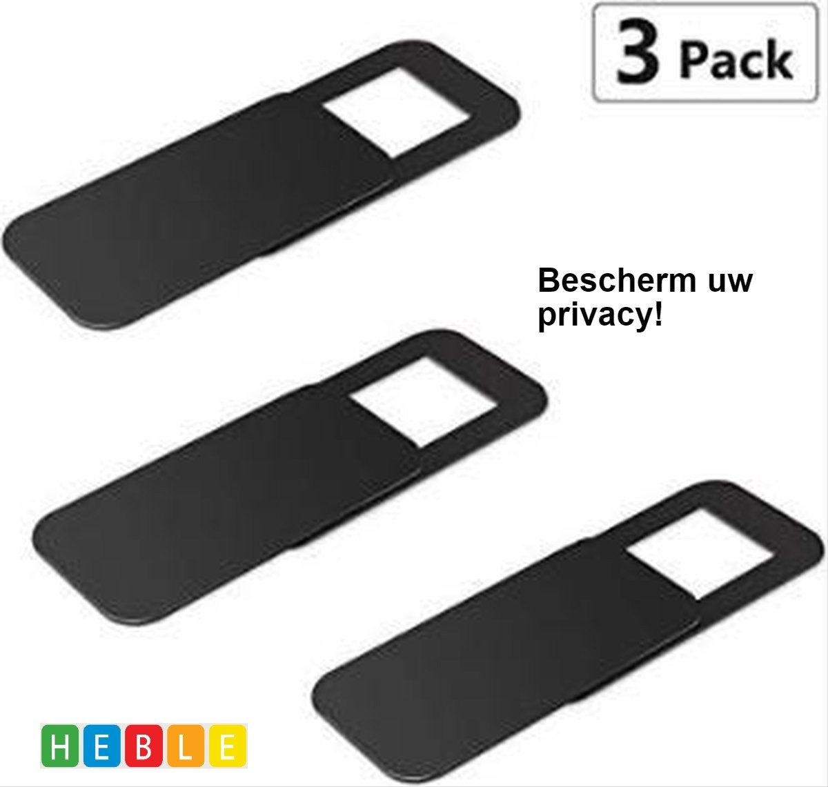 Webcam Cover (3 Pack) - Voor Laptop Telefoon Tablet - Privacy Protection Sticker - Schuif - Slide - Ultra dun ontwerp - van Heble®