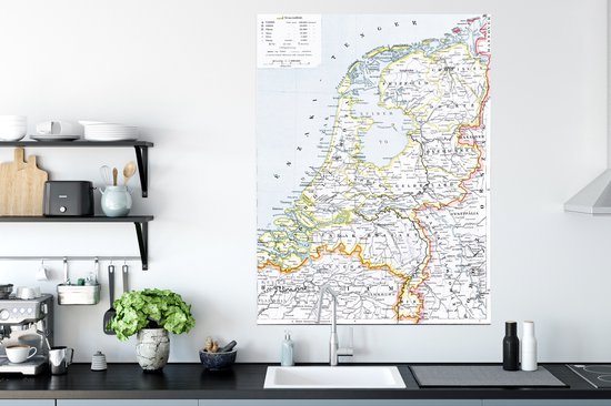 Kaart van Nederland 90x120 cm - Foto print op Poster (wanddecoratie woonkamer / slaapkamer)