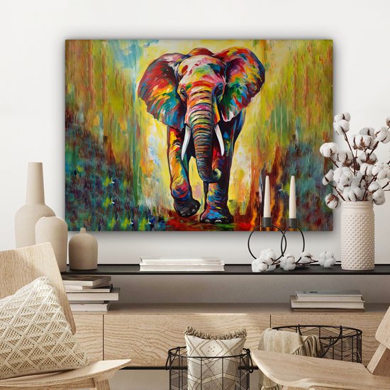 Tableau sur toile éléphant coloré 80x60 - Accessoires de