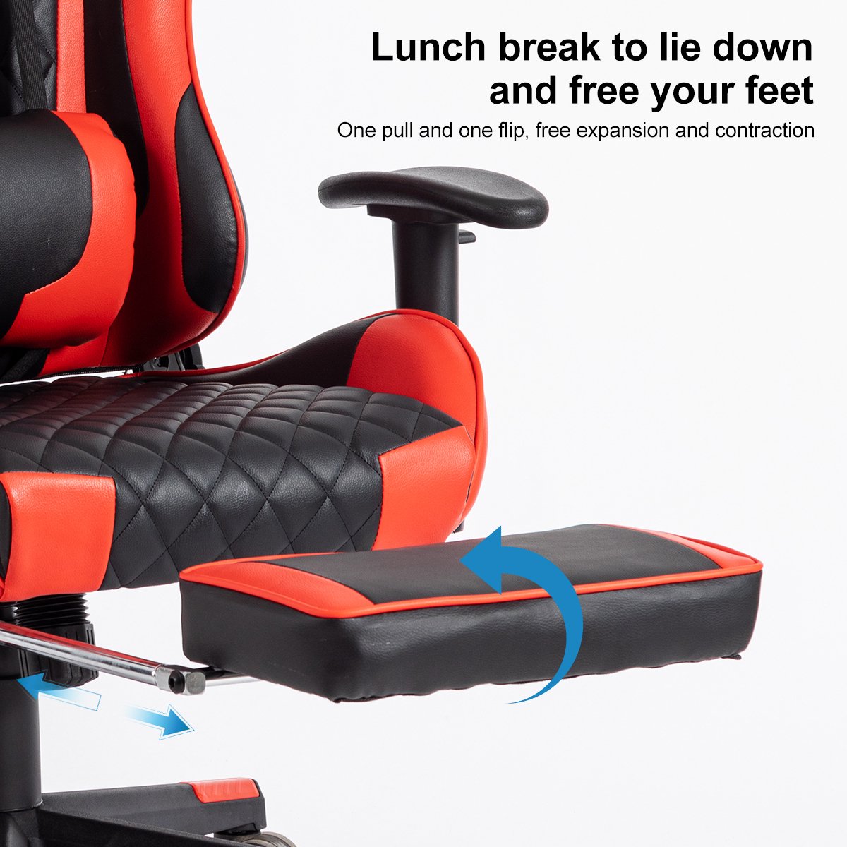 OFMOTRA Gaming Stoel met Verstelbare Rugleuning - Roze/Zwart - afbeelding 3