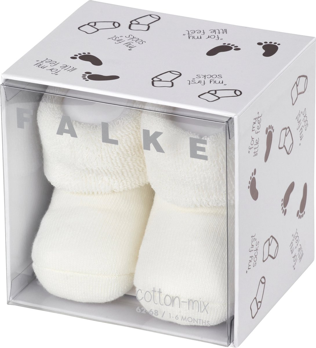 FALKE Erstling knuffelzacht pluche katoen babysokjes meisjes jongens wit - Maat 50-56