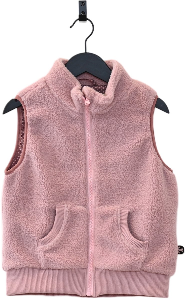 Ducksday fleece bodywarmer voor kinderen teddy sherpa unisex donker oudroze lichtroze