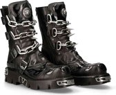 New Rock - M-727-S5 Kniehoge laarzen - 41 Shoes - Zwart/Zilverkleurig