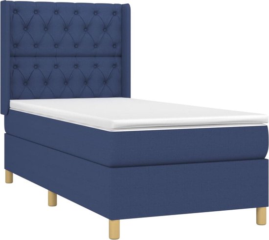 vidaXL Boxspring - Boxspringbed - Boxspring met matras stof blauw 80x200 cm - Bed - Slaapkamerinrichting - Tweepersoonsbed