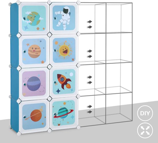 ZONEKIZ Opbergrek voor Kinderen, Blokken, Lades, MDF, Kantelbeveiliging