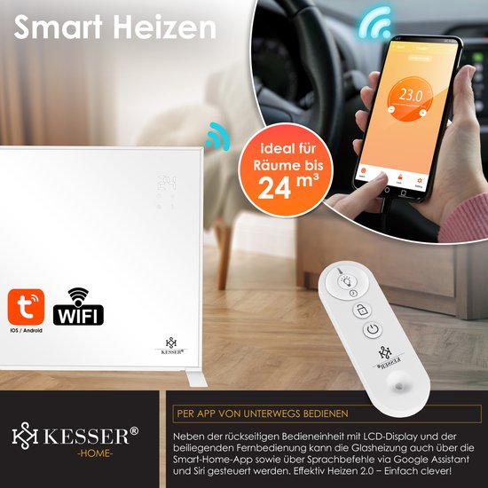 KESSER® Elektrische KachelInfrarood Verwarmingspaneel Infraroodverwarming Energiebesparing 2-in