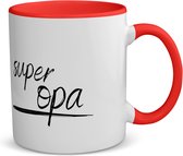 Akyol - super opa koffiemok - theemok - rood - Opa - de beste opa - verjaardagscadeau - verjaardag - cadeau - cadeautje voor opa - opa artikelen - kado - geschenk - gift - 350 ML inhoud