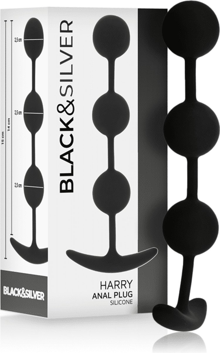 Goedkoopste BLACK and SILVER | Black and silver - Harry Anal Beads 14 Cm