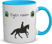 Akyol - équitation avec naam tasse à café - tasse à thé - bleu - Équitation - passionné d'équitation - cadeau - anniversaire - cadeau - tasse personnalisée - capacité 350 ML