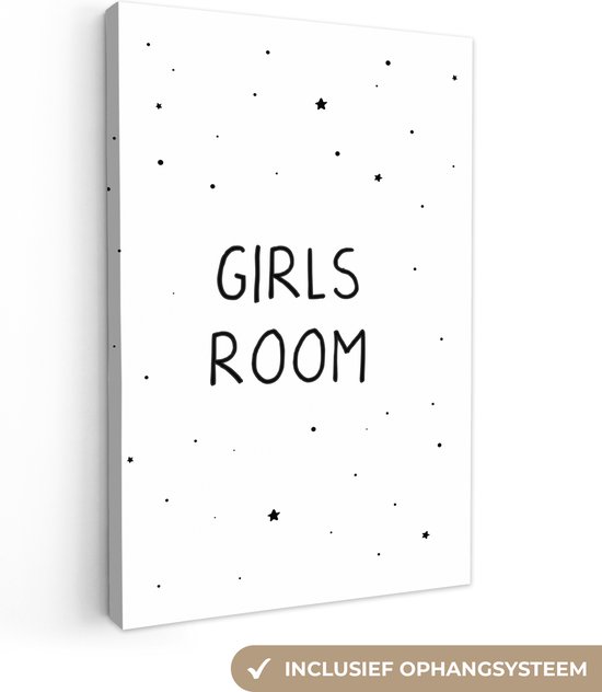 Canvas Schilderij Tekst - Girls room - Meisjeskamer - Kinderen - Wanddecoratie