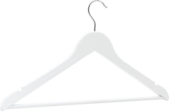 The Living Store Ensemble de Cintres en Bois Dur et Métal - 44,5 x 0,6 x 23 cm - Wit