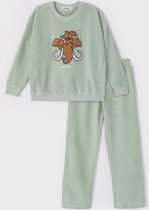 Woody pyjama meisjes - mammoet - pastelgroen - 232-10-WPA-V/704 - maat 164
