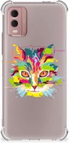 Silicone Case Nokia C32 Smartphone hoesje met doorzichtige rand Cat Color