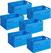 Sunware - Caisse pliante carrée 46L bleu - Set de 6