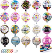 Fissaly 20 Ballons en Aluminium Joyeux Anniversaire - Décoration de Fête - Hélium