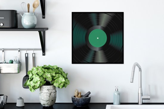 Fotolijst incl. Poster - Vinyl - Plaat - LP - Retro - Turquoise - 40x40 cm - Posterlijst