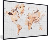 Fotolijst incl. Poster - Wereldkaart - Verf - Bruin - 90x60 cm - Posterlijst