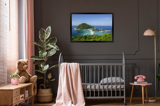 Affiche avec cadre Ko Tao - Îles au large de Ko Tao Thaïlande - cadre photo noir - 90x60 cm - Affiche avec cadre