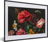 Poster in lijst - Schilderij - Bloemen - Jan Davidsz. de Heem - Fotolijst - Poster - Wanddecoratie - 60x40 cm - Kamerdecoratie - Woonkamer