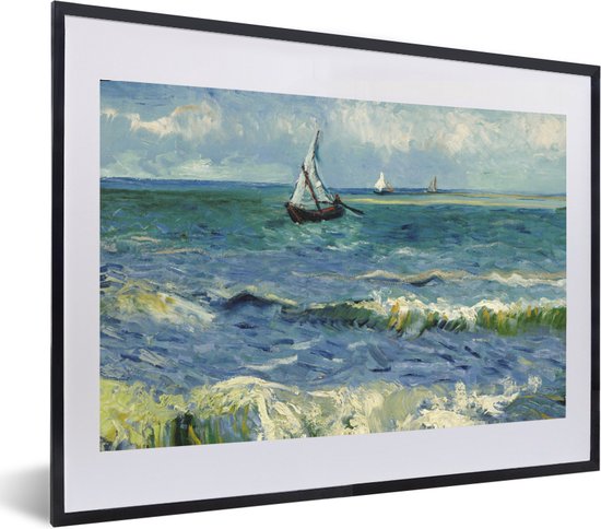 Fotolijst incl. Poster - Zeegezicht bij Les Saintes-Maries-de-la-Mer - Vincent van Gogh - 60x40 cm - Posterlijst