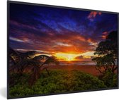 Photo encadrée - Un impressionnant cadre photo coucher de soleil d'Hawaï noir 90x60 cm - Affiche encadrée (Décoration murale salon / chambre)