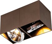 QAZQA box - Design Plafondspot | Spotje | Opbouwspot - 2 lichts - L 24 cm - Brons - Woonkamer | Slaapkamer | Keuken