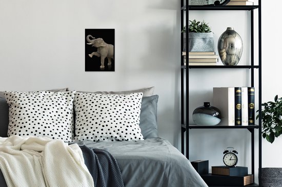 Fotolijst incl. Poster - Olifant - Dieren - Zwart - Portret - 20x30 cm - Posterlijst