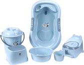 Complete baby bad set - Blauw - Kinder toilet - Ligbad - Deponeer emmer - Ondersteunende kruk - Educatief - Kinderen