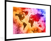 Fotolijst incl. Poster - Wereldkaart - Verf - Kleuren - 120x80 cm - Posterlijst