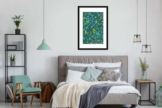 Motif fleuri vert et bleu 60x90 cm