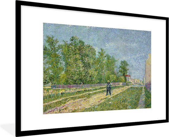 Fotolijst incl. Poster - Buitenwijken van Parijs - Vincent van Gogh - 90x60 cm - Posterlijst