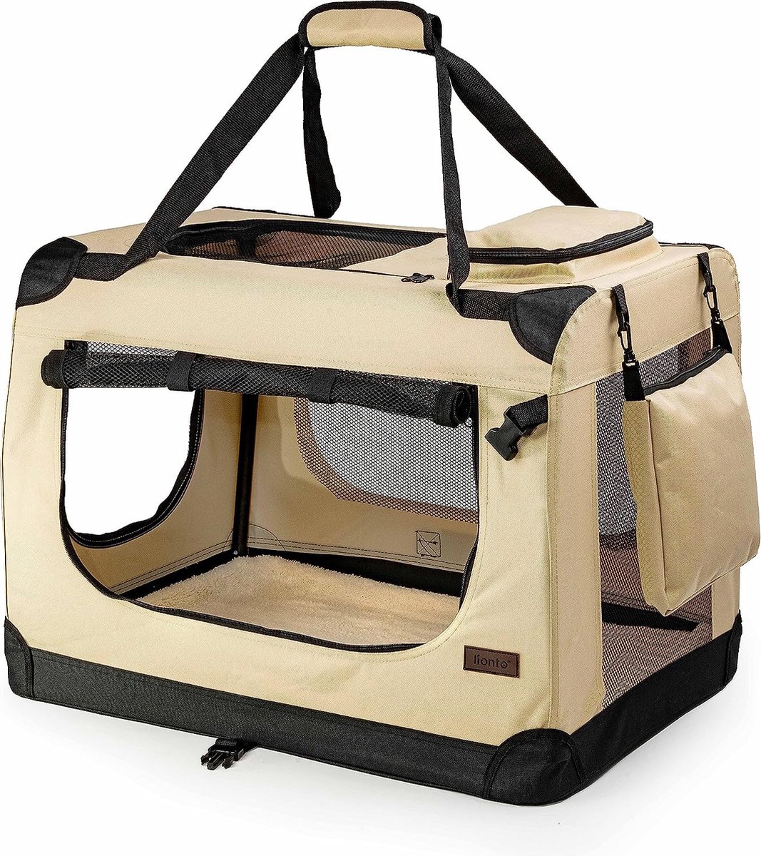 Hondentransportbox Hondentas Hondenbox Opvouwbare tas voor kleine dieren, (S) 50x34x36 cm Beige