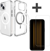 iMoshion Geschikt voor MagSafe Hoesje & Screenprotector Gehard Glas Geschikt voor iPhone 15 - Transparant