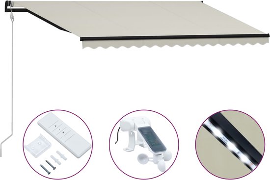 vidaXL Auvent vidaXL avec LED et capteur de vent 600x350 cm Anthracite