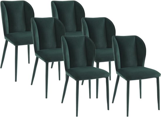 PASCAL MORABITO Set van 6 stoelen van velours en metaal - Groen - CARVENI - van Pascal Morabito L 46 cm x H 89 cm x D 60 cm