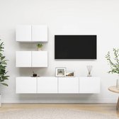 The Living Store Hangende Tv-kasten - TV meubelset - 60 x 30 x 30 cm - 80 x 30 x 30 cm - Wit - Spaanplaat