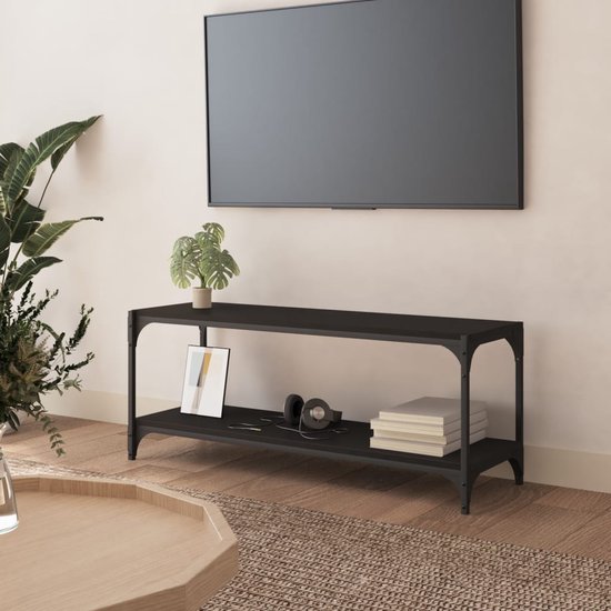 The Living Store Meuble TV Industrial - 100 x 33 x 41 cm - Bois et acier  traités de... | bol