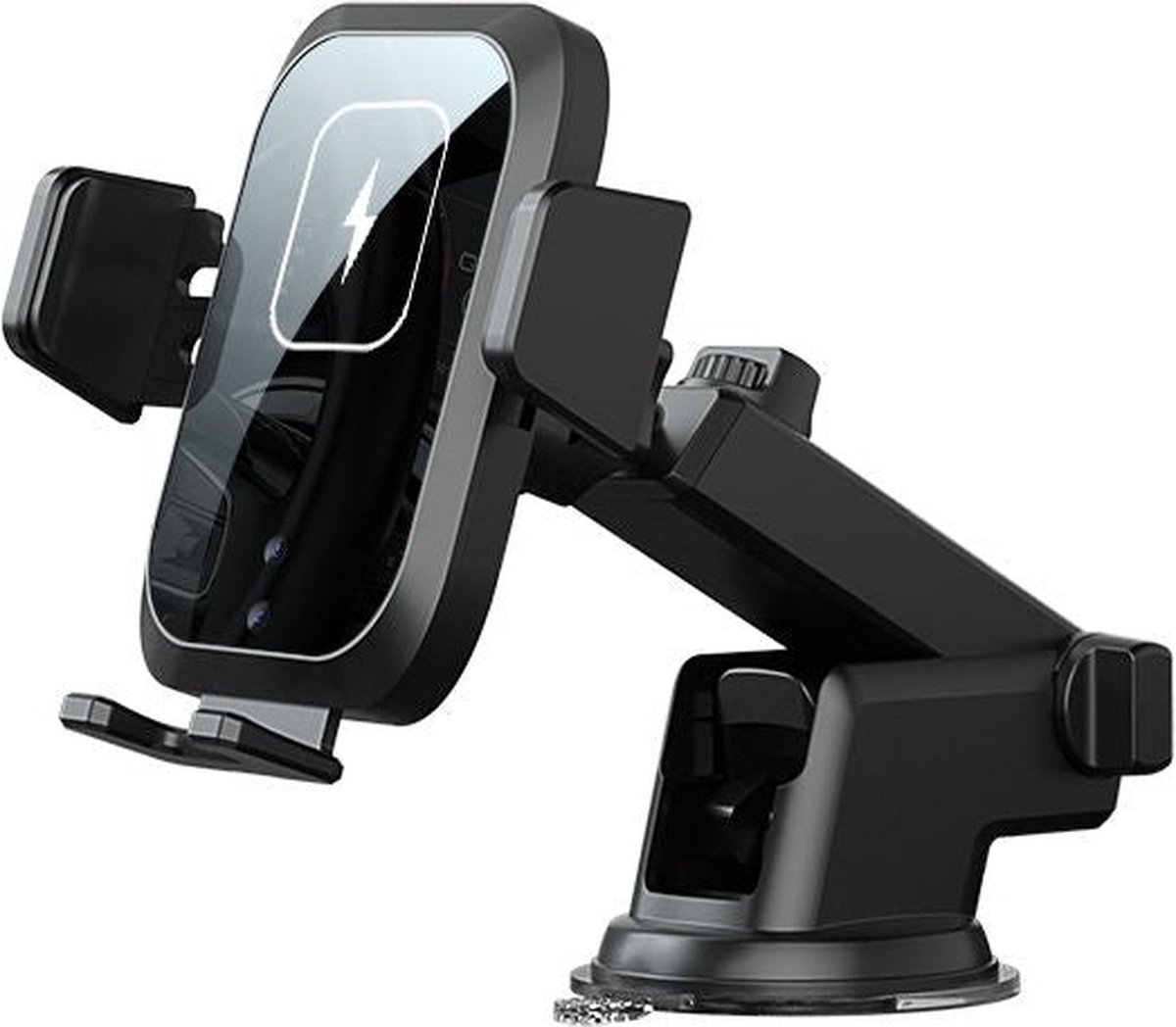 RIXUS - Telefoonhouder Auto Draadloos - Zuignap Auto Lader - Draadloze Oplader - Automatisch Sluiten - 15W Super Snel Opladen - Qi Standard - Ventilator - Wireless - Zwart